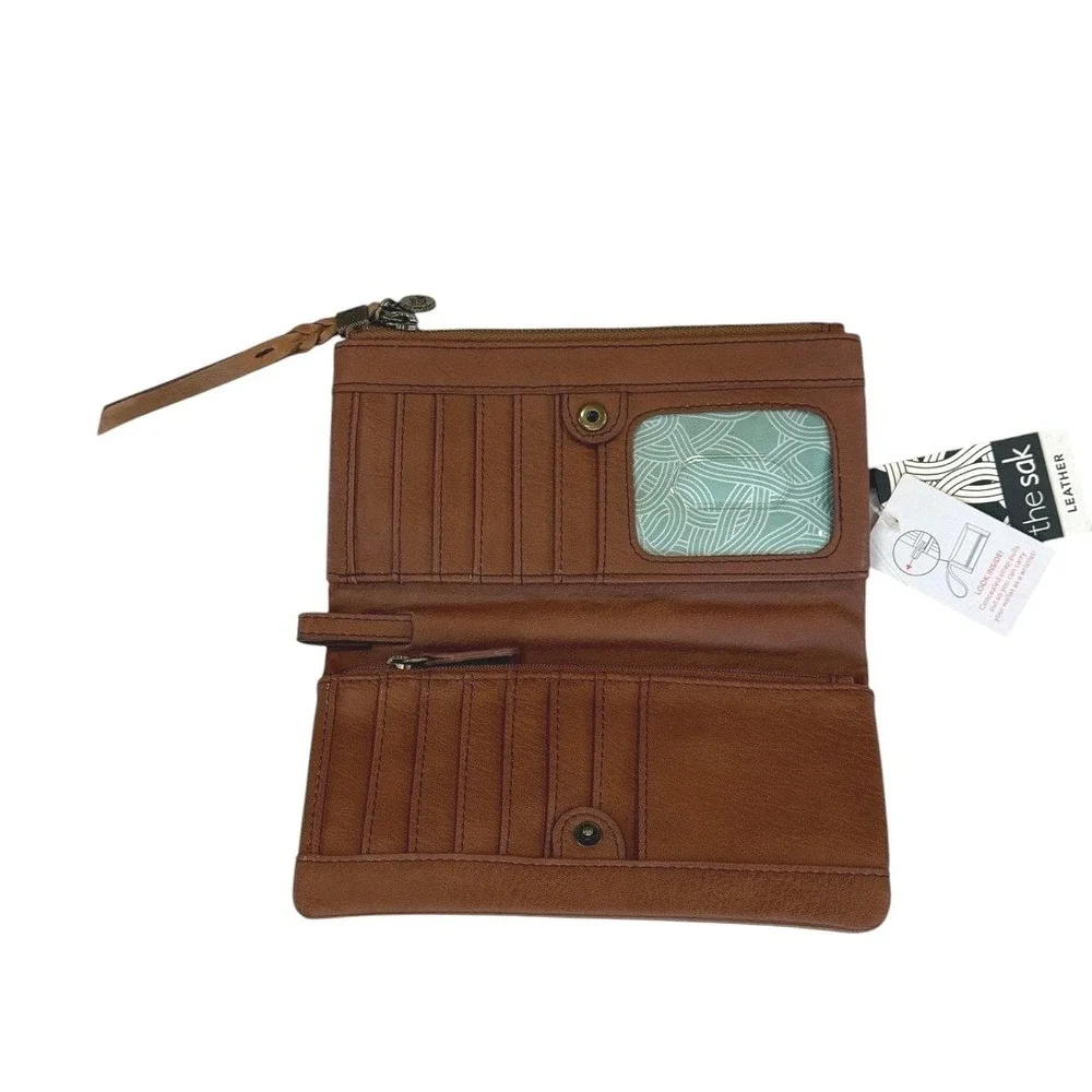 The Sak Silverlake Leather Soft Wallet Wristlet Tobacco Brown 1000072167 NEW